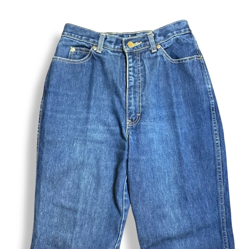 Vintage 80s Oscar De La Renta Embroidered High Rise Straight Leg Jeans Size 25 - Picture 3 of 10